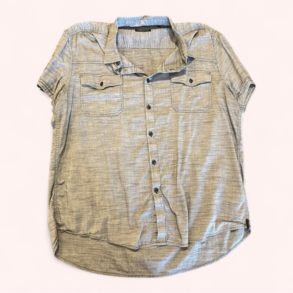 Kenneth Cole New York Men’s Grey Short Sleeve Cotton Button Down Shirt Size XXL - Picture 2 of 8